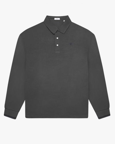 Polo manches longues jersey grande taille anthracite