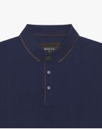 Polo manches longues nid d'abeille grande taille bleu marine