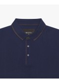 Polo manches longues nid d'abeille grande taille bleu marine
