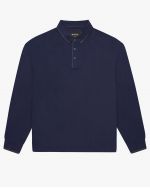 Polo manches longues nid d'abeille grande taille bleu marine