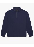 Polo manches longues nid d'abeille grande taille bleu marine