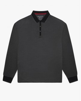 Polo manches longues mercerisé grande taille noir