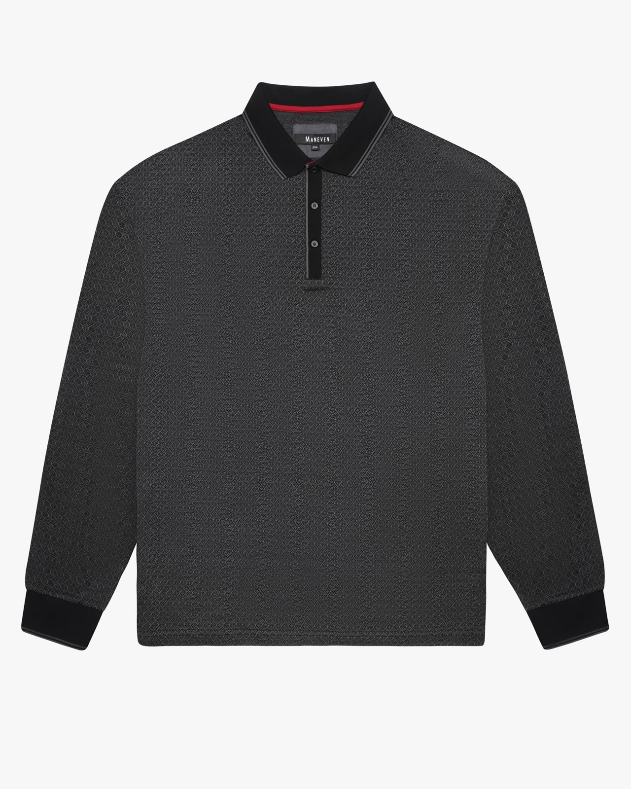 Polo manches longues mercerisé grande taille noir