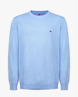 Pull col rond grande taille bleu ciel