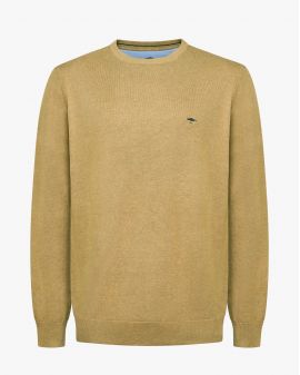 Pull col rond grande taille beige