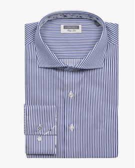 Chemise rayures bâton non iron manches extra-longues 72 cm bleu marine