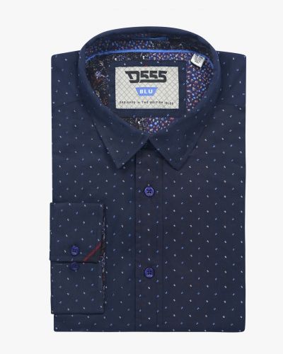 Chemise micro motif grande taille bleu marine