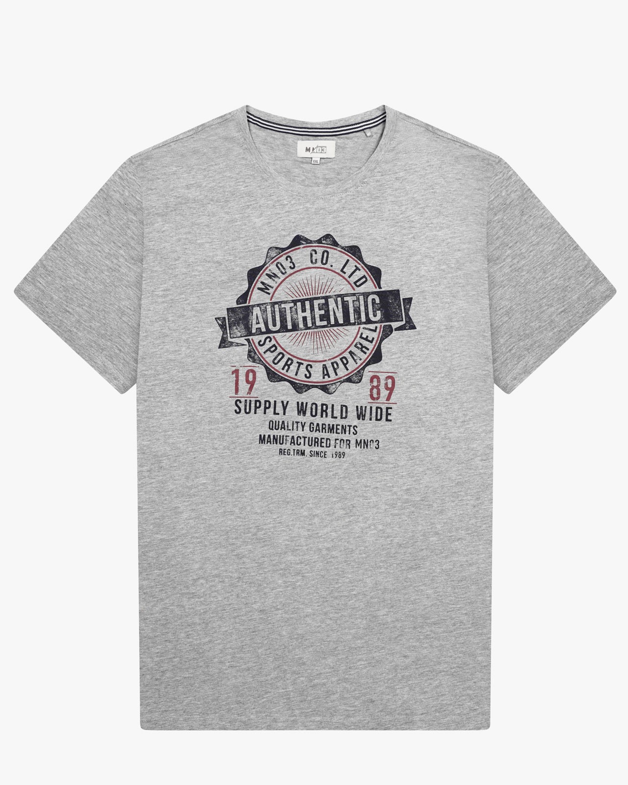 Tee-shirt imprimé grande taille gris chiné