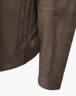 Blouson en cuir grande taille marron