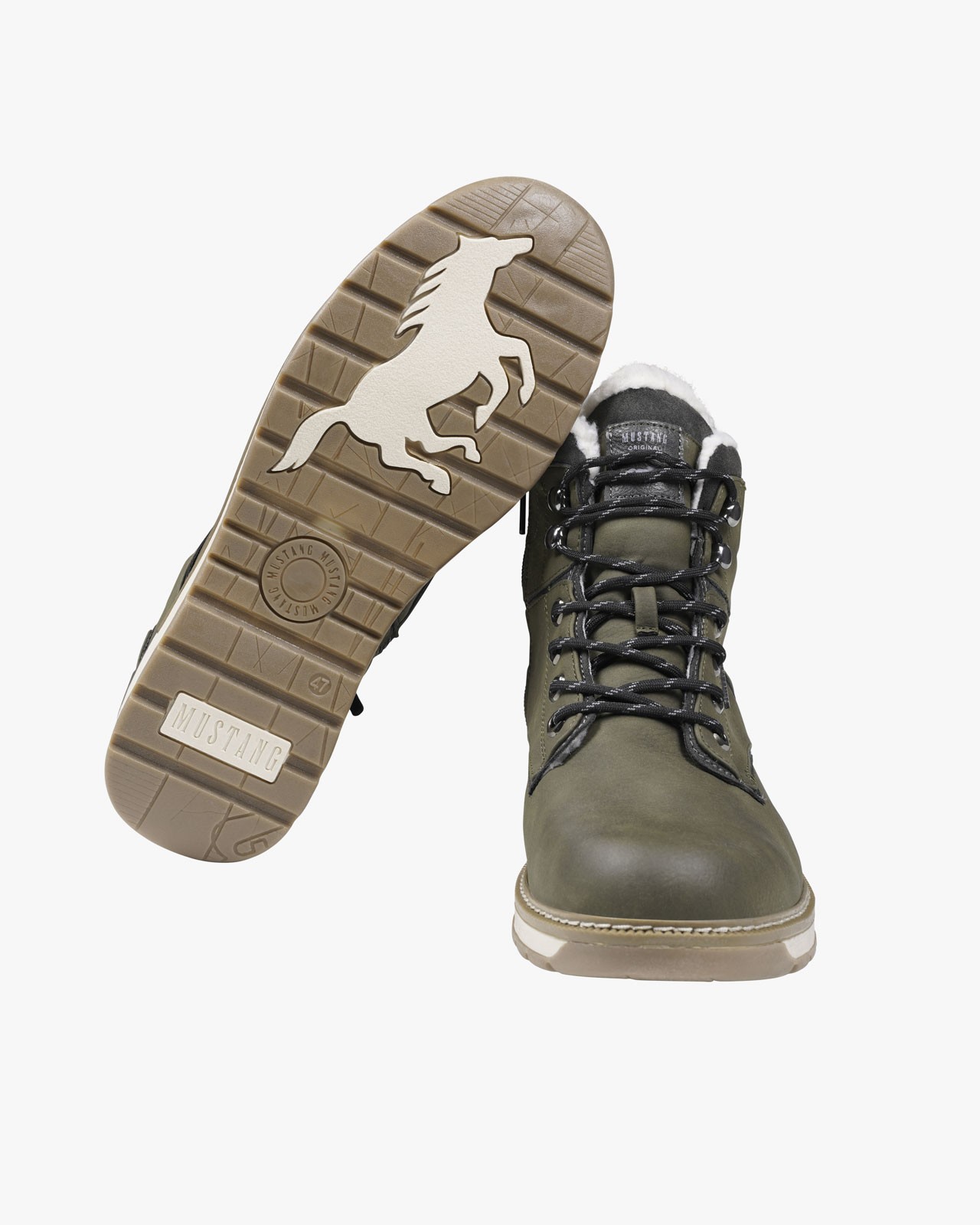 Bottines nubuck fourrées grande taille vert kaki