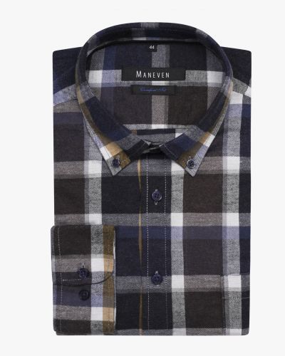 Chemise flanelle à carreaux grande taille marron