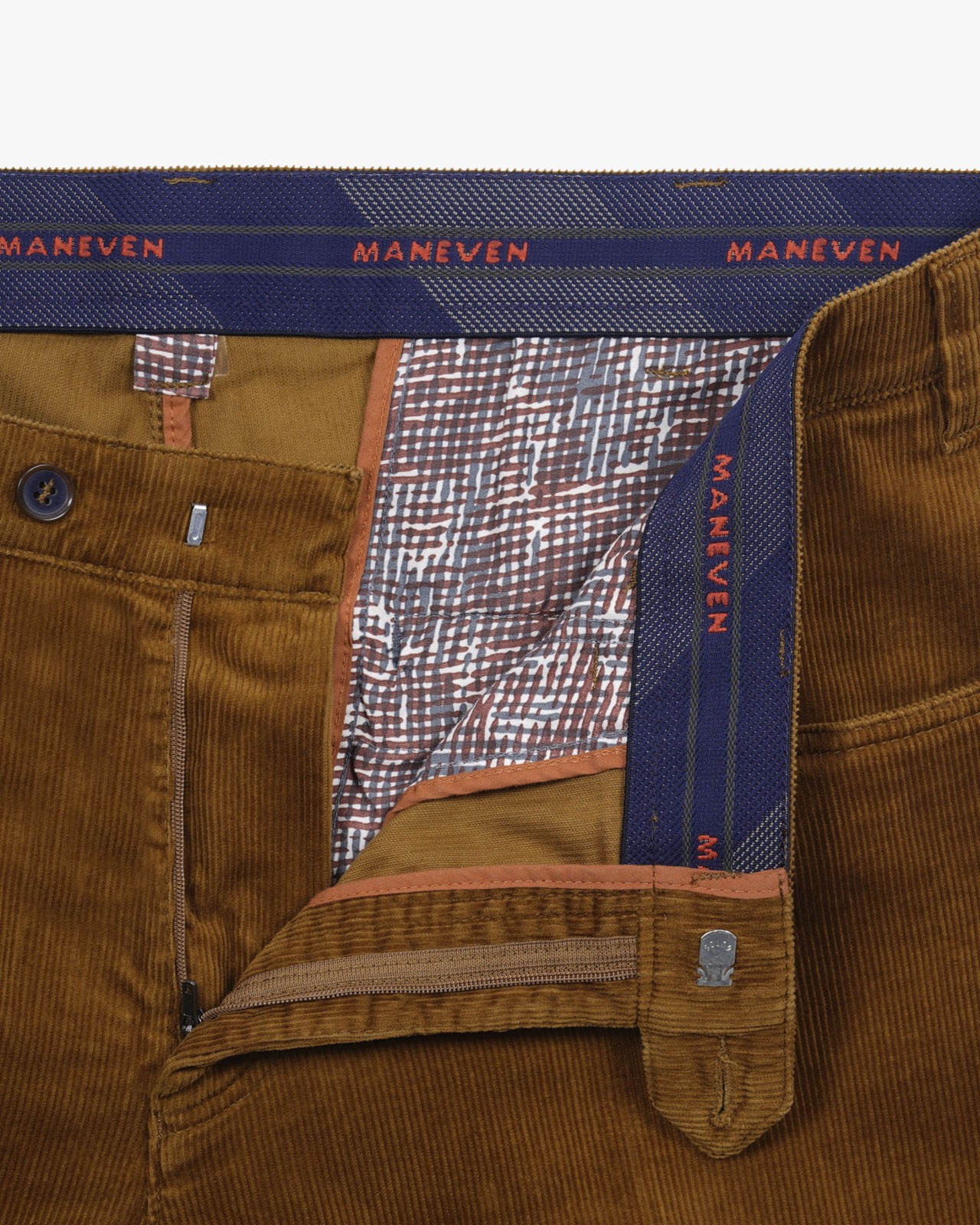 Pantalon chino en velours grande taille cognac