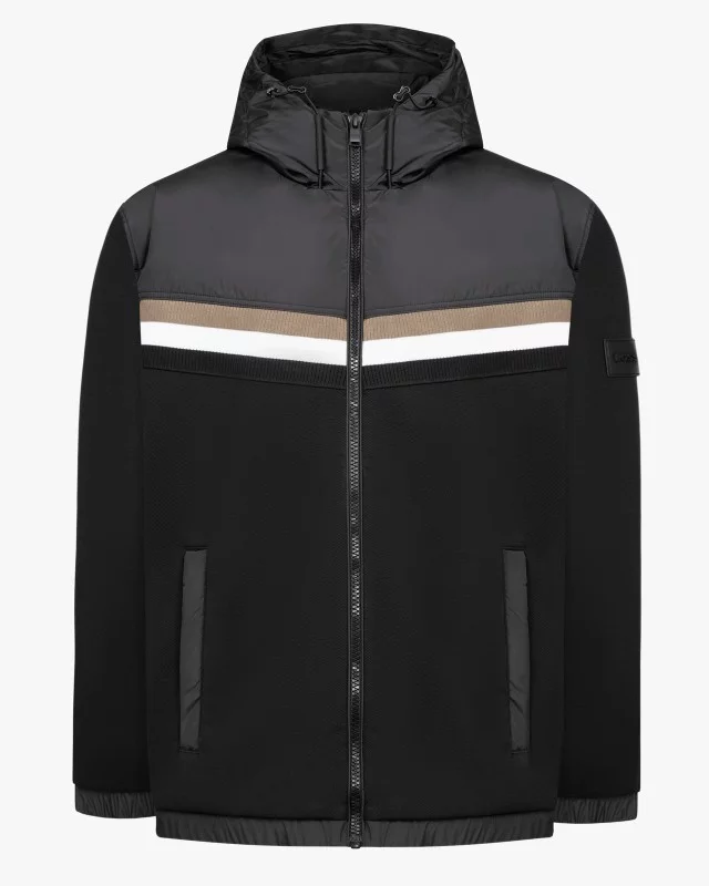 Blouson bimatière grande taille noir