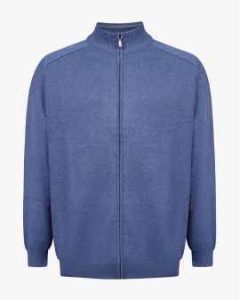 Gilet zippé pima coton grande taille bleu