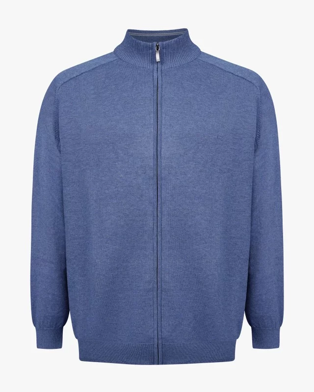 Gilet zippé pima coton grande taille bleu