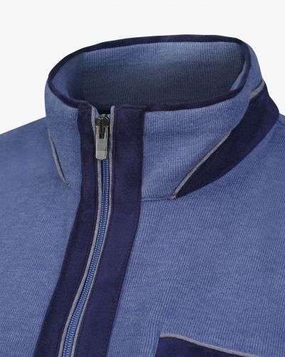 Sweat col camionneur cachemire grande taille bleu