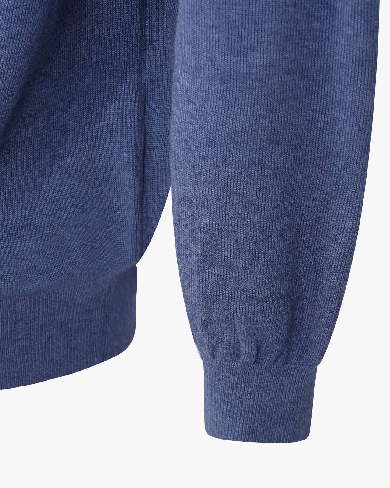 Pull col rond en laine et coton grande taille bleu