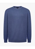 Pull col rond en laine et coton grande taille bleu