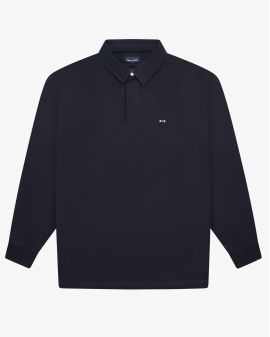 Polo manches longues jersey pima grande taille bleu marine
