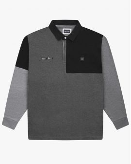 Polo manches longues jersey grande taille gris