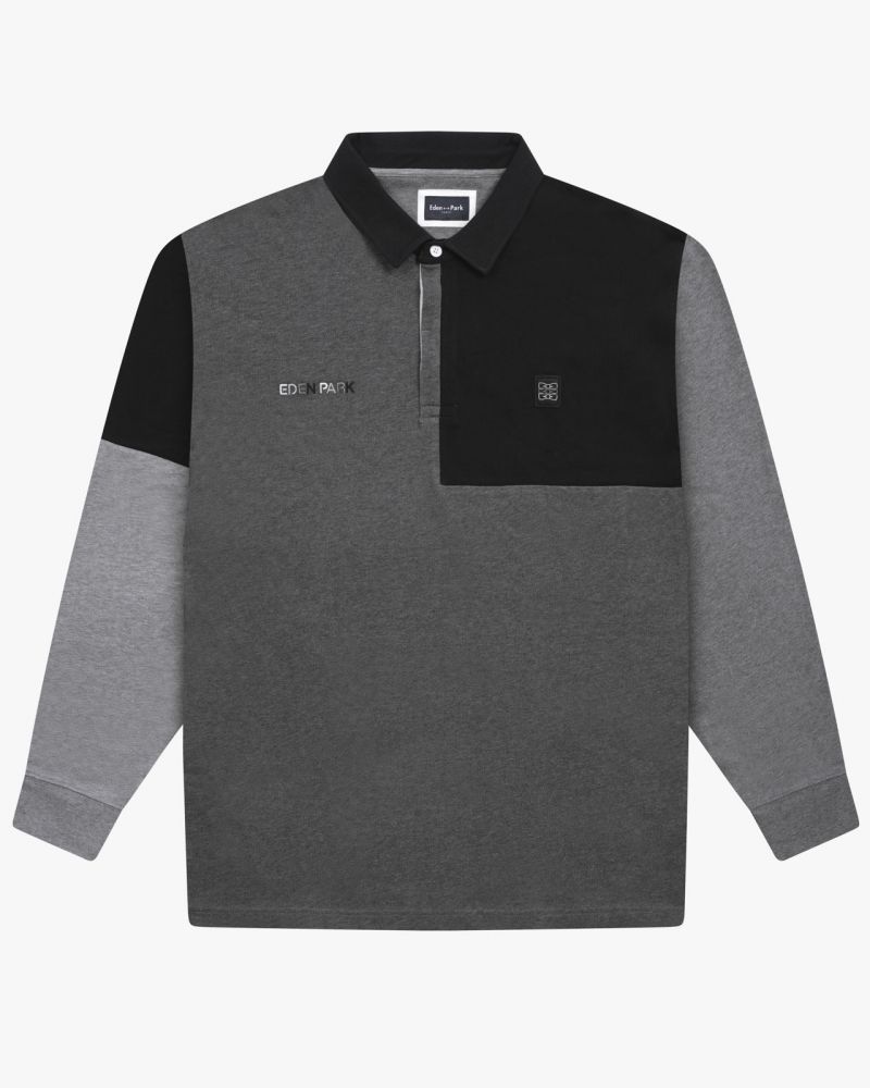 Polo manches longues jersey grande taille gris