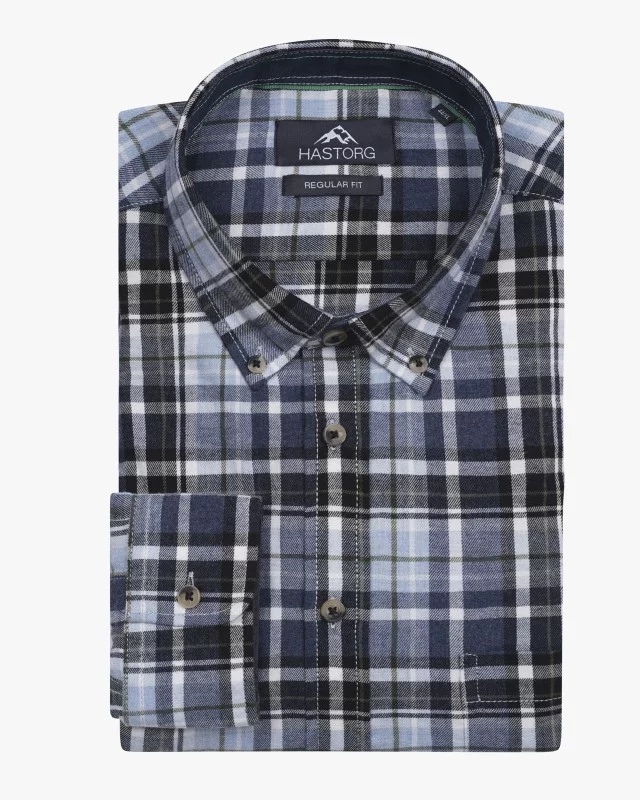 Chemise flanelle easy care à carreaux grande taille bleu