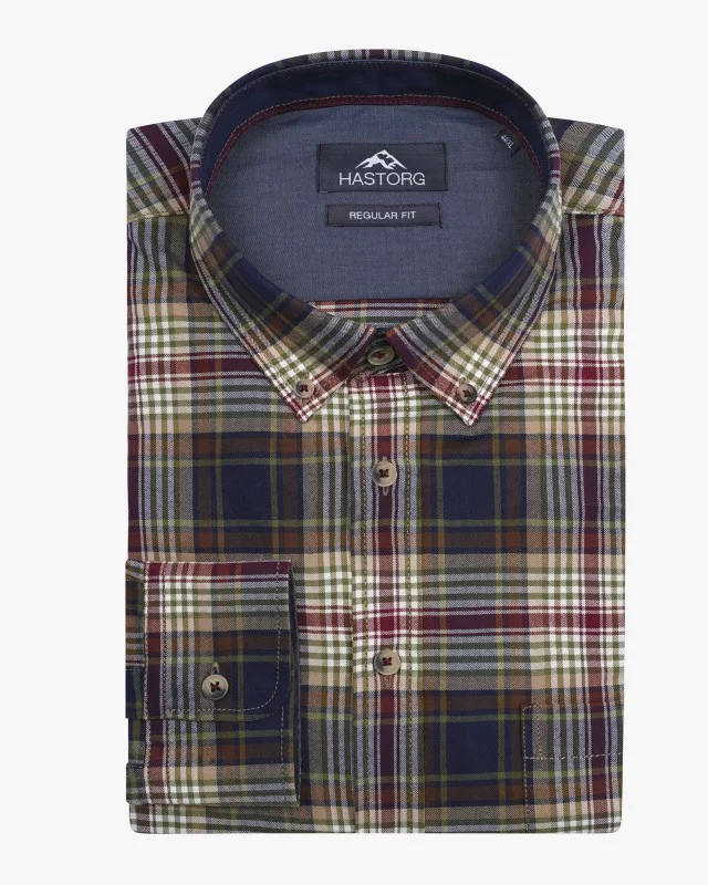 Chemise easy care à carreaux grande taille marron