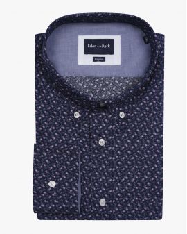 Chemise fleurie grande taille bleu marine