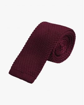 Cravate extra-longue 165 cm en tricot bordeaux