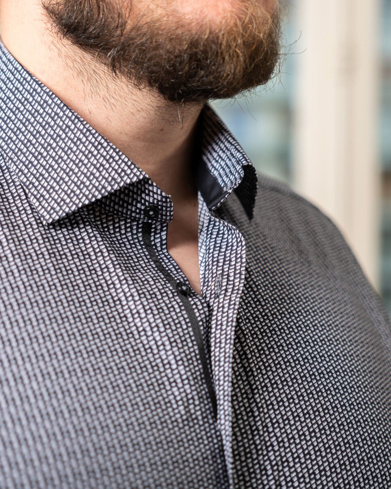 Chemise fantaisie easy care grande taille gris