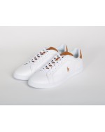 Sneakers Heritage Court Ralph Lauren grande taille en cuir blanche