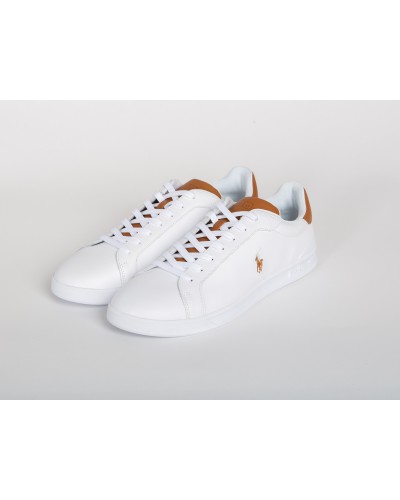 Sneakers Heritage Court Ralph Lauren grande taille en cuir blanche