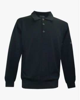 Pull col polo grande taille mérinos noir