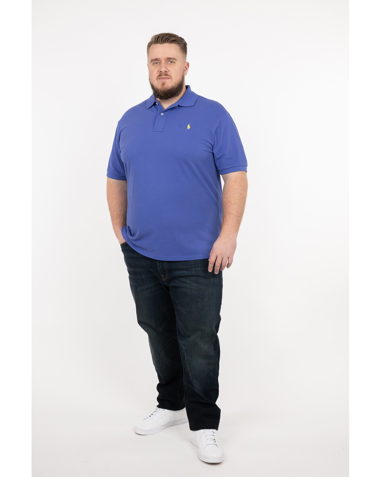 Polo piqué grande taille bleu