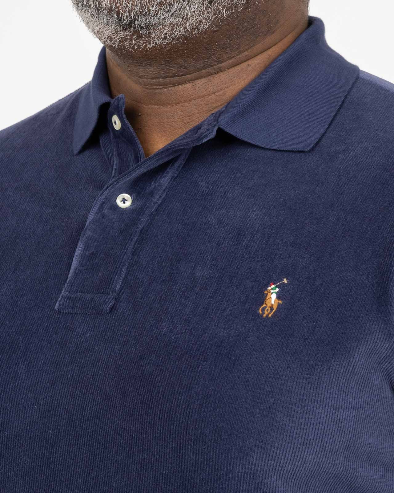 Polo en velours grande taille bleu marine