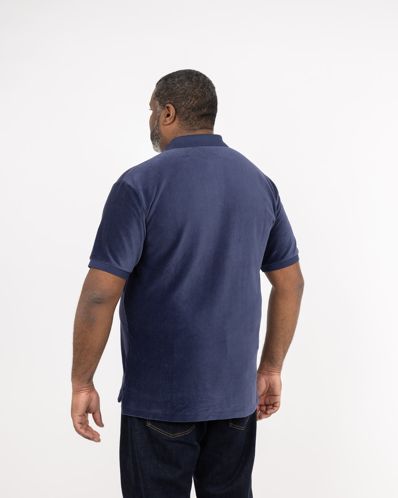 Polo en velours grande taille bleu marine