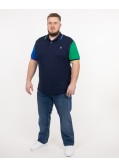 Polo piqué multicolore grande taille bleu marine