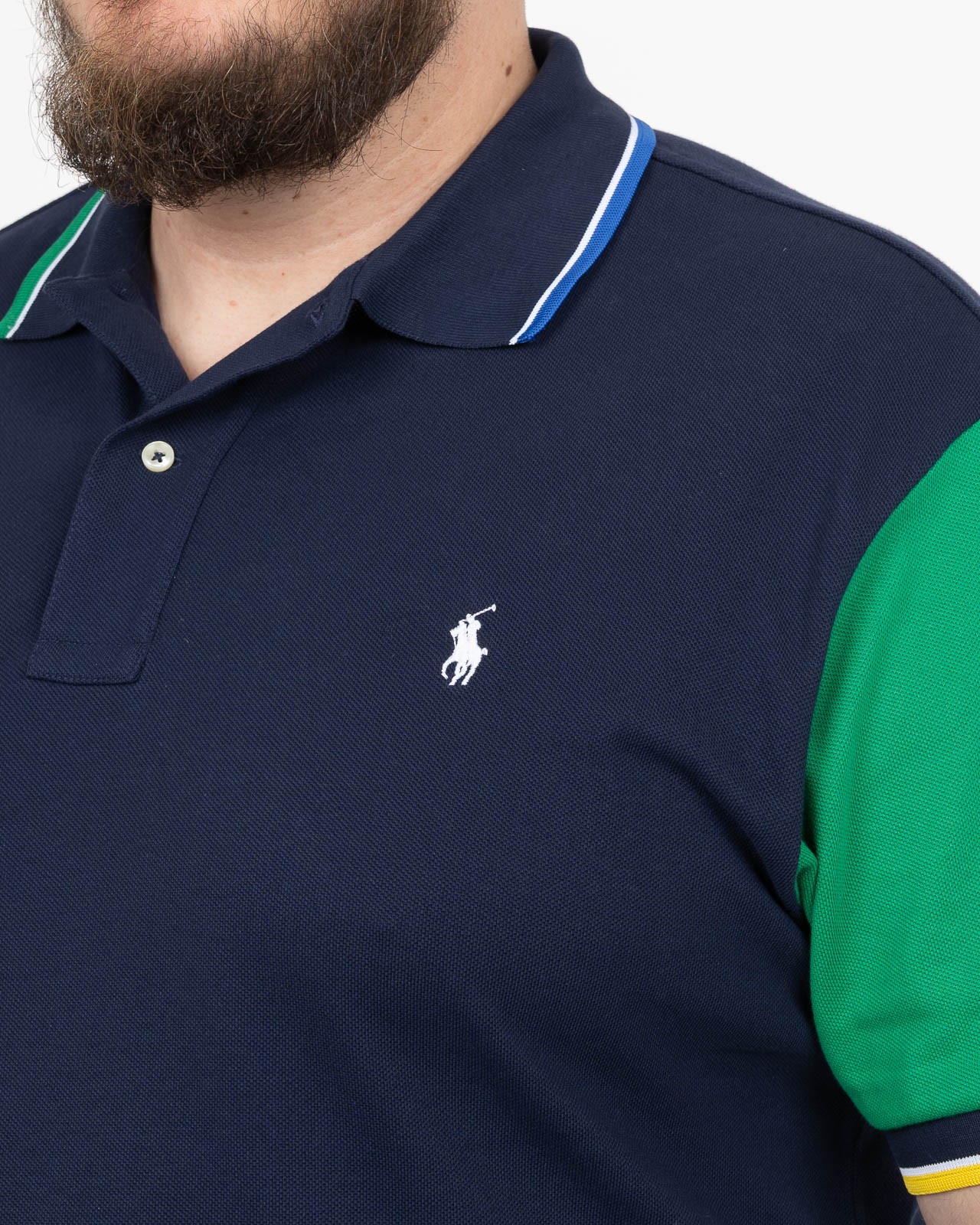 Polo piqué multicolore grande taille bleu marine