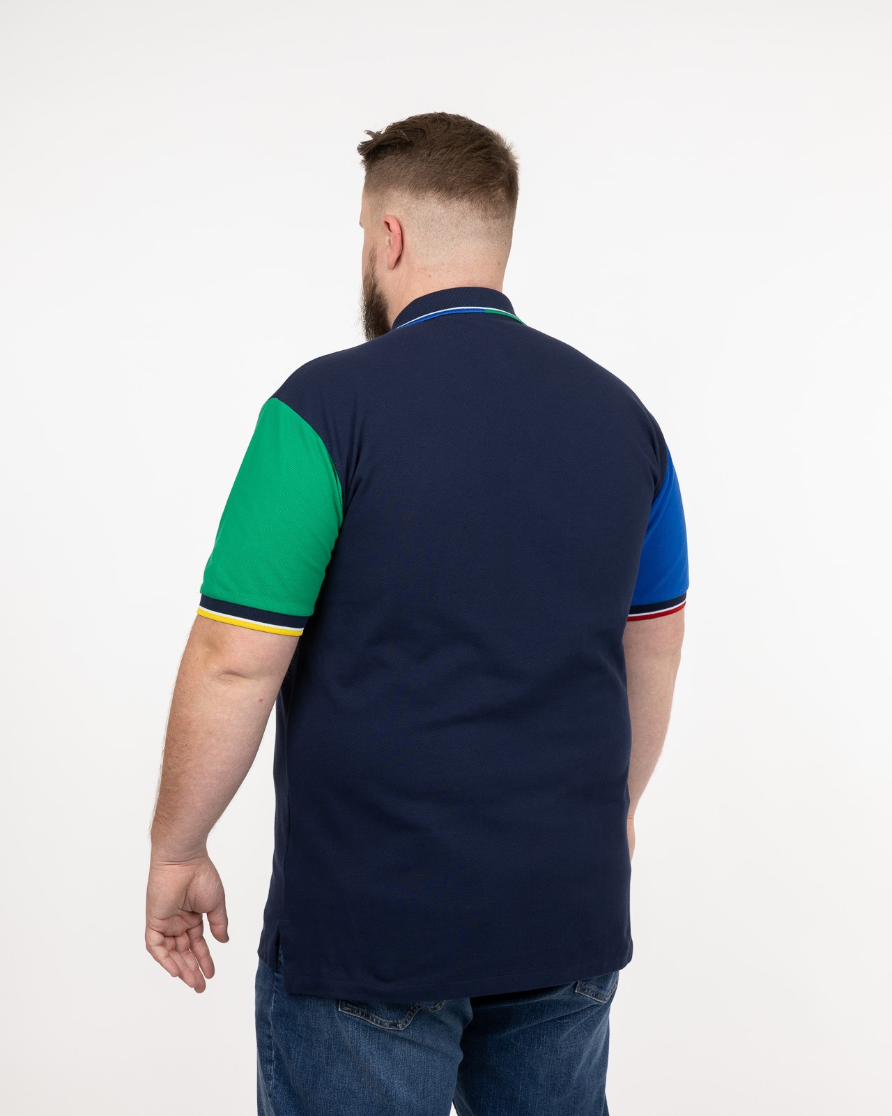 Polo piqué multicolore grande taille bleu marine