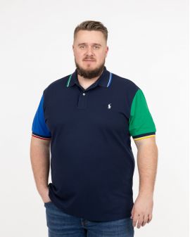 Polo piqué multicolore grande taille bleu marine