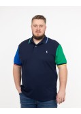 Polo piqué multicolore grande taille bleu marine