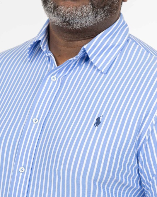 Chemise à rayures grande taille bleu indigo