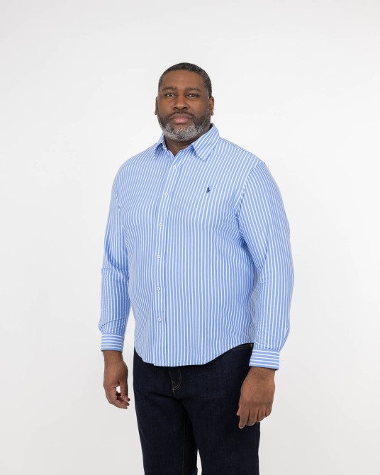 Chemise à rayures grande taille bleu indigo