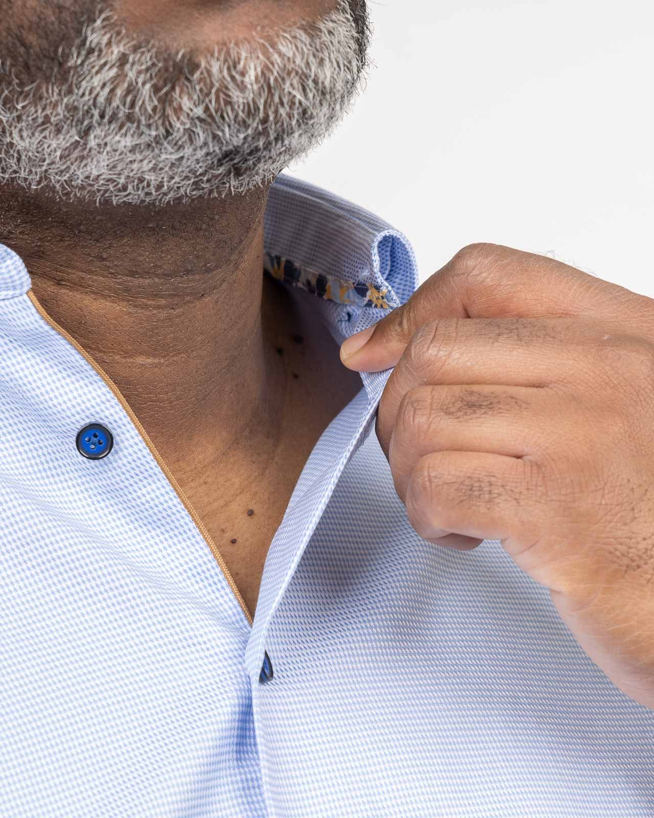 Chemise dobby easy care grande taille bleu