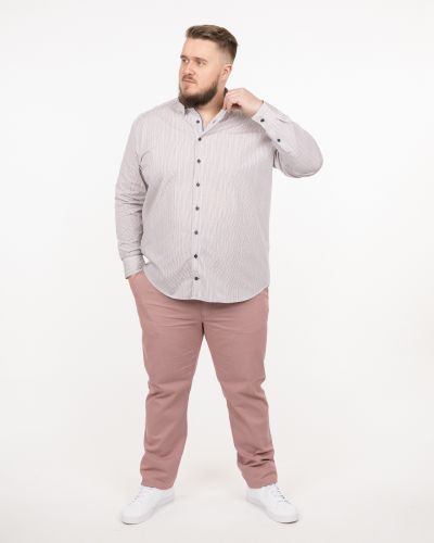 Chemise à rayures easy care grande taille beige