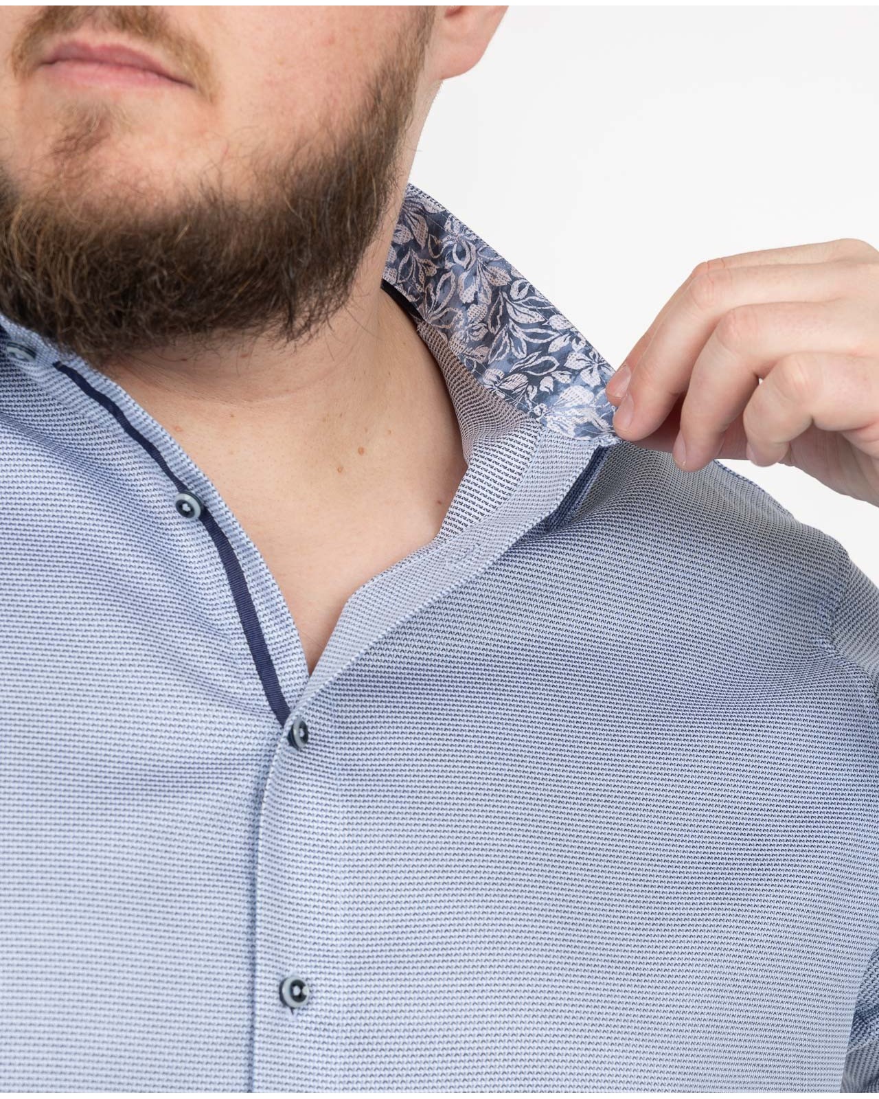 Chemise dobby non iron grande taille bleu