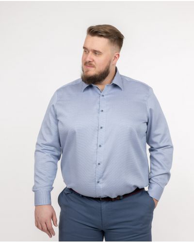 Chemise dobby non iron grande taille bleu