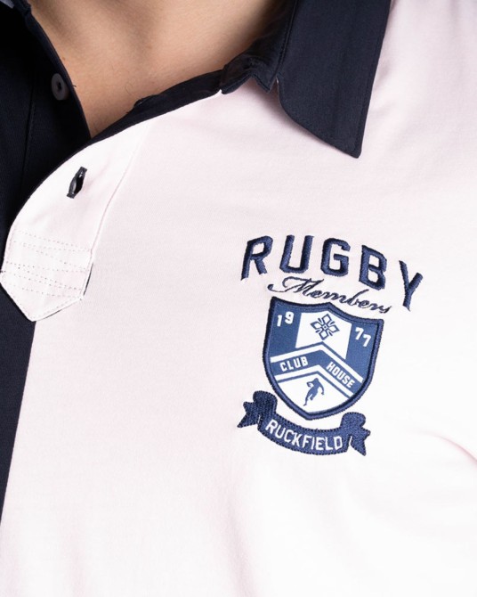 Polo bicolore vichy grande taille bleu marine