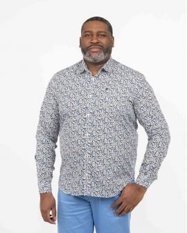 Chemise fleurie grande taille bleu