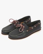 Chaussures bateau en cuir grande taille bleu marine